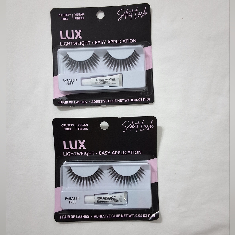 Select Lash Lux Eyelashes with Adhesive Glue Included, Bundle of Two, NEW